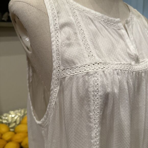 Lucky Brand Sz Large novelty Blouse Tank Top Embroidered Edwardian Babydoll New - Picture 5 of 8